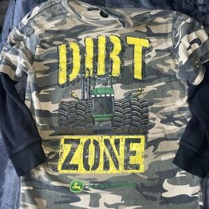 John Deere Camo Long Sleeve T-shirt Boys Size LG 10/12